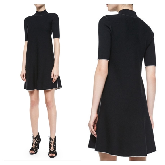 Theory Lakelyn Evian Contrast-Trim Stretch Knit Dress - Picture 2 of 9